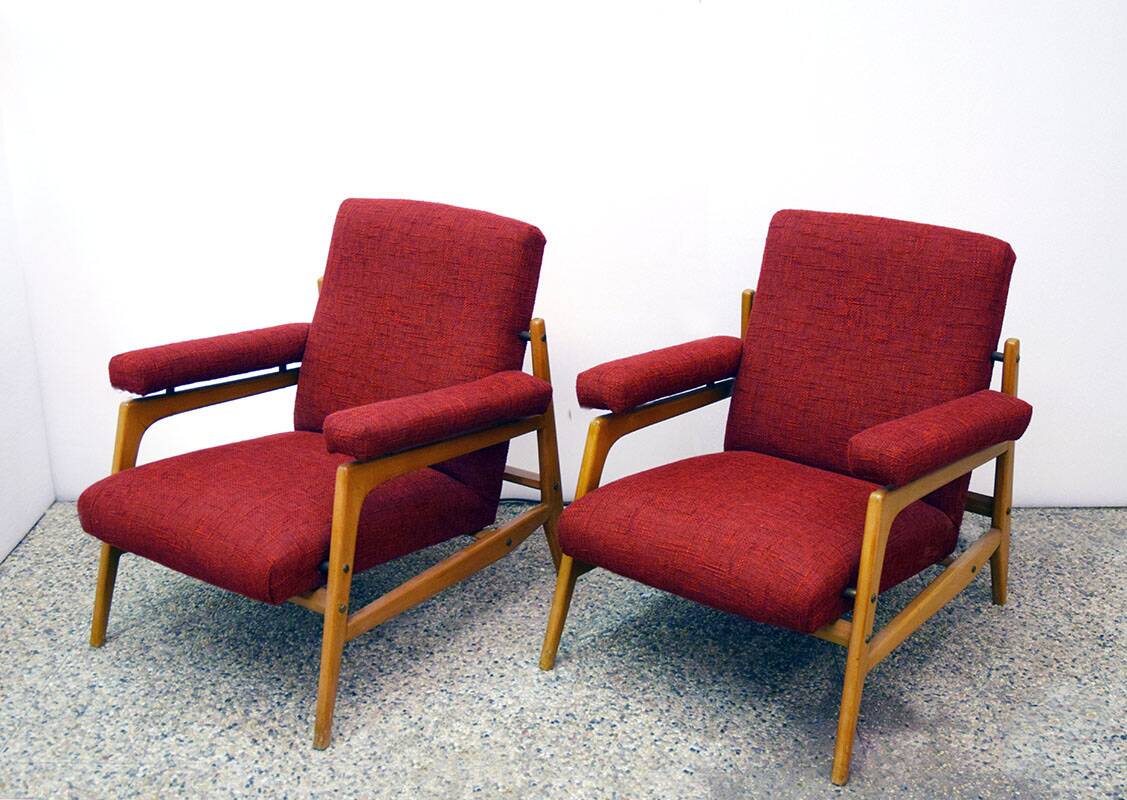 Scandinavian living room set with two armchairs and a sofa, 1960s