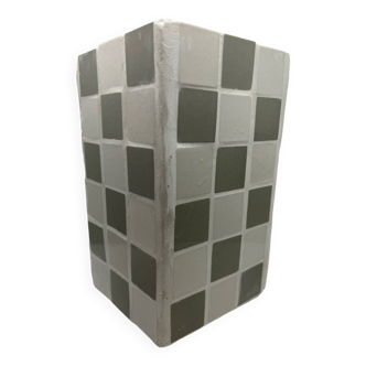 Green checkerboard mosaic vase