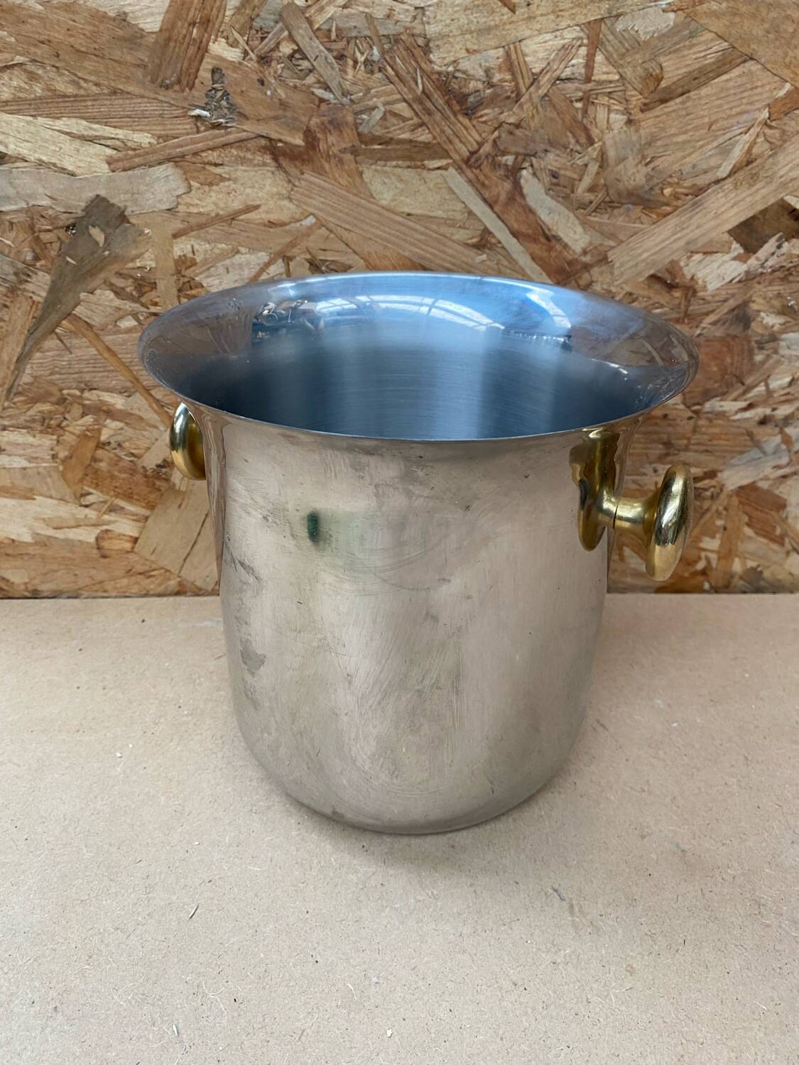 Antique champagne ice bucket saf stainless steel cooler france vintage