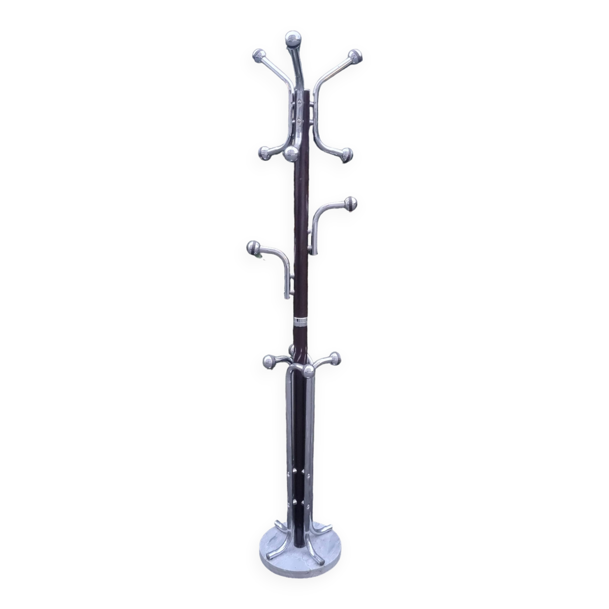 Marble and chrome coat rack with 12 hooks
