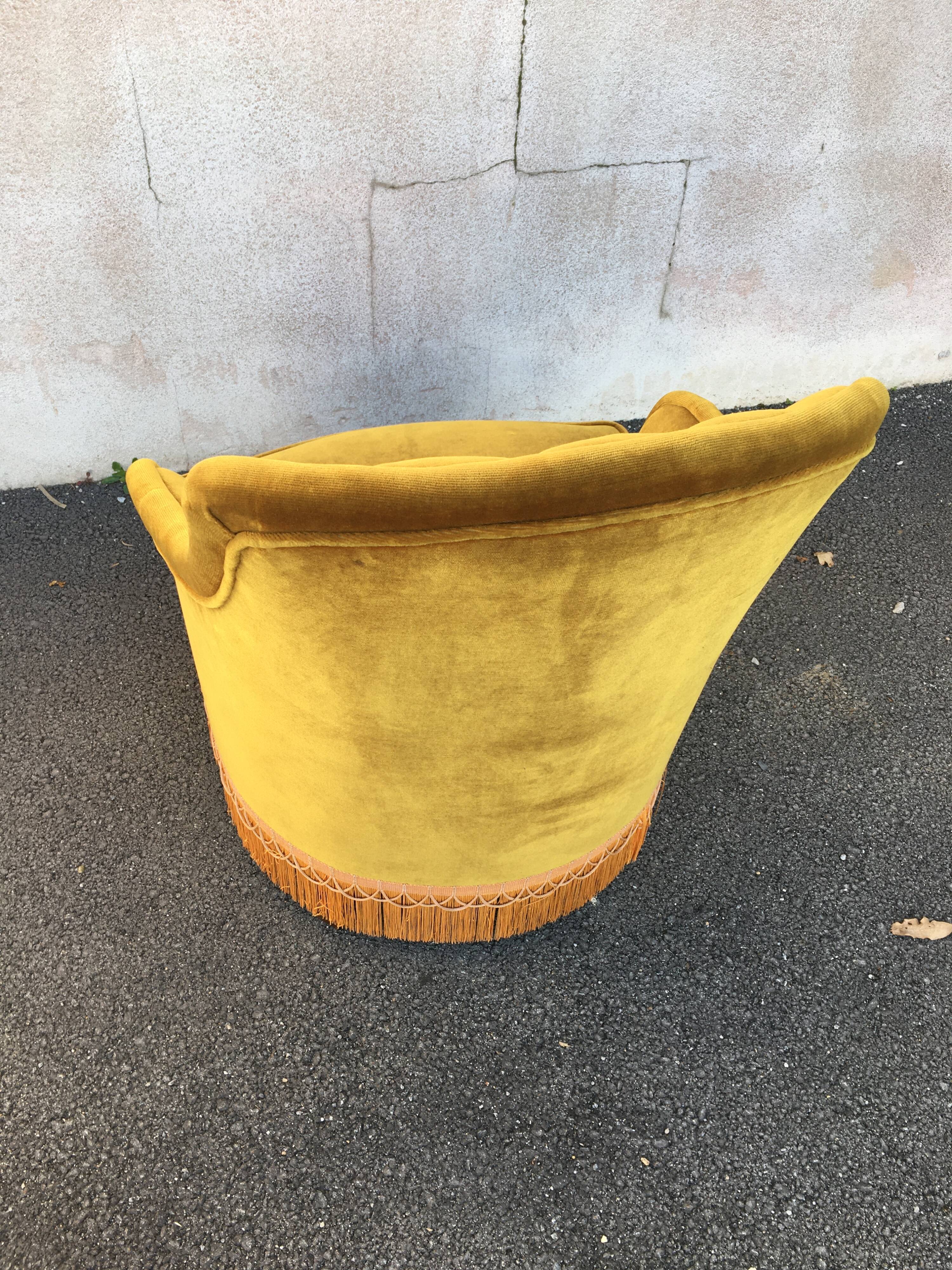 Vintage toad chair velvet gold