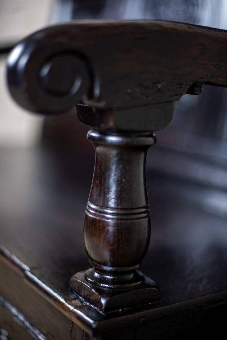 Antique Renaissance Revival Oak Bench, 1890s