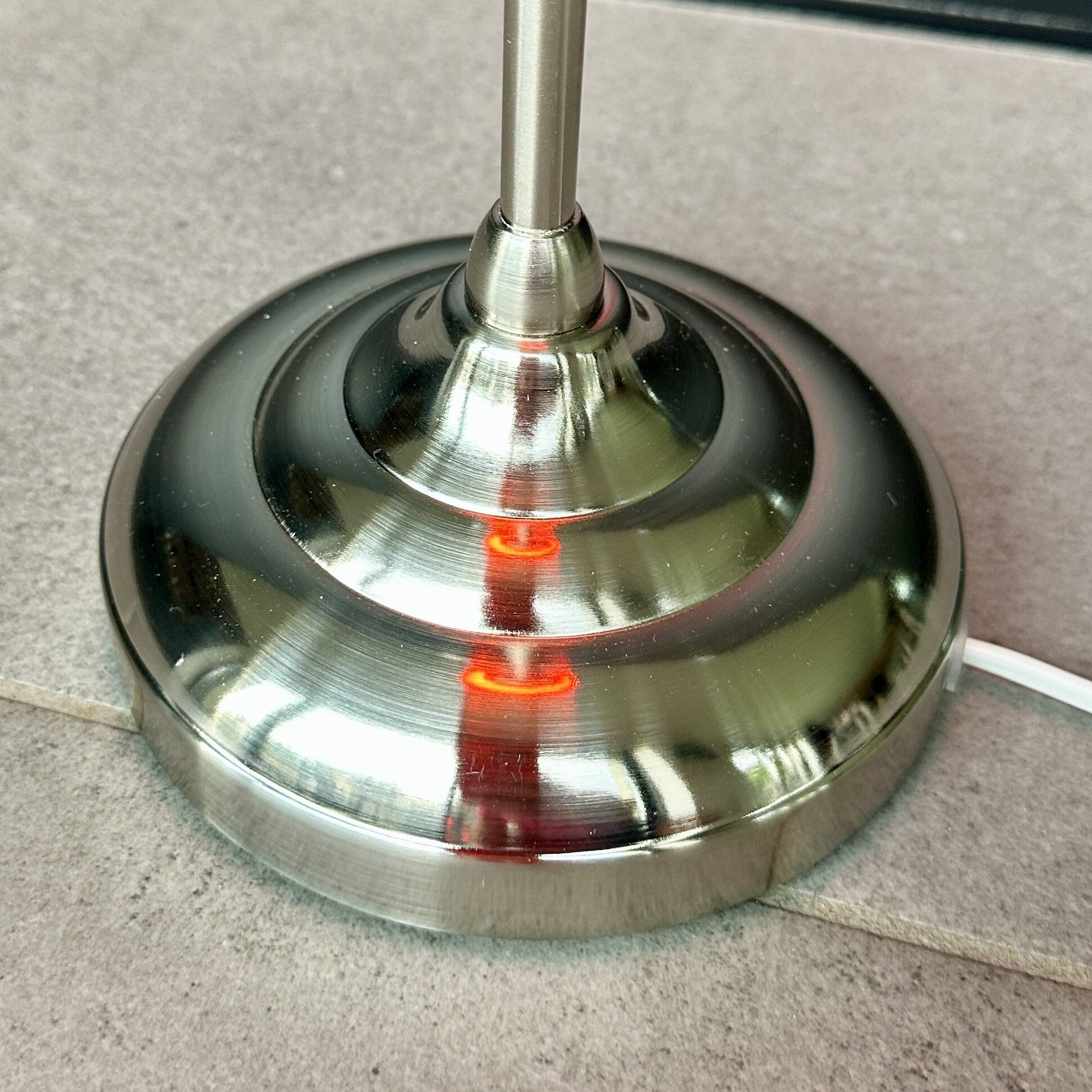 Modern vintage pop design lamp in 70’s style orange glass