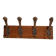 Vintage wall coat rack in patinated wood and metal – 4 double hooks