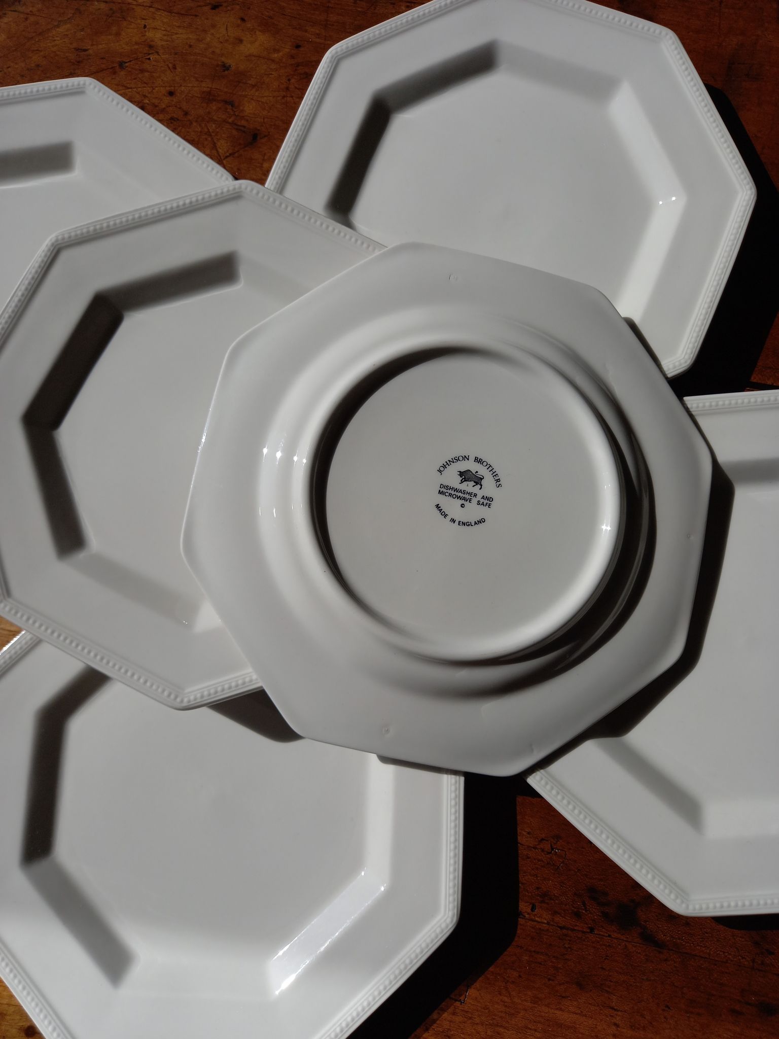 6 white octagonal dessert plates Johnson Brothers Heritage (ø 19.5 cm)