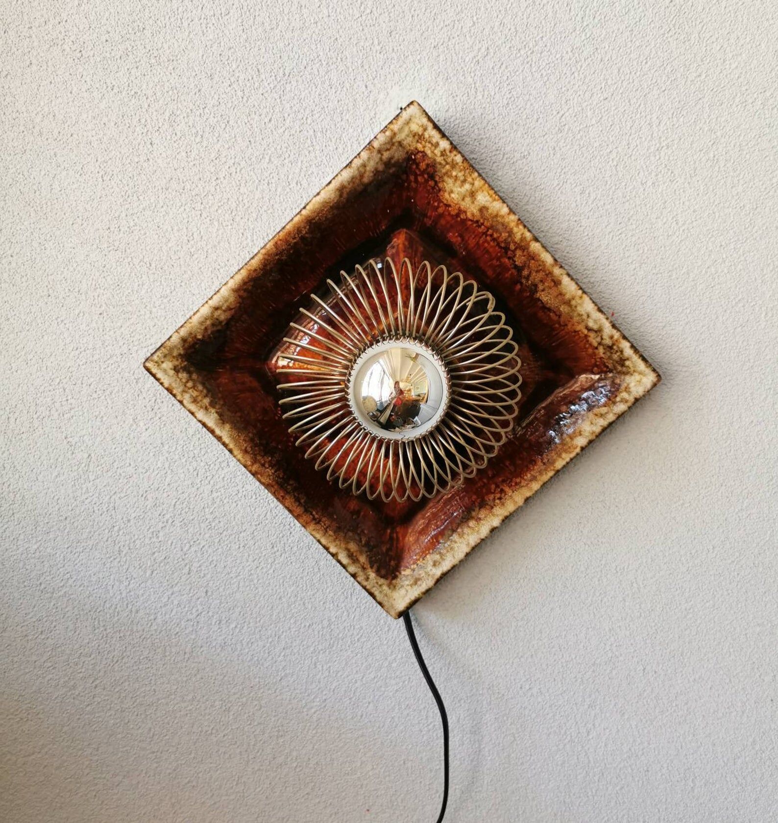 Vintage 1970s ceramic lava applied