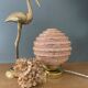 Vintage art deco globe table lamp in pink and gold Clichy glass