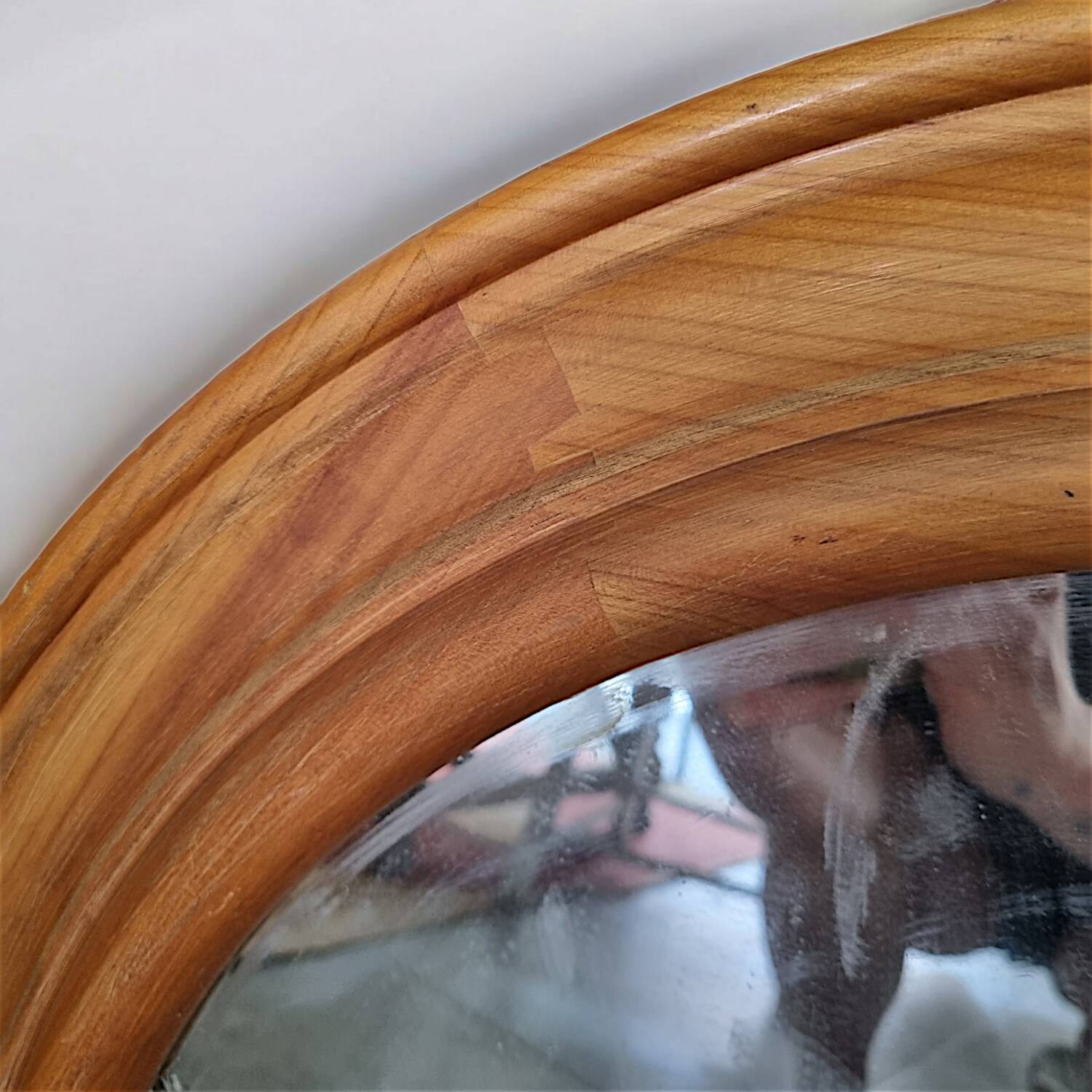 Large round wooden mirror