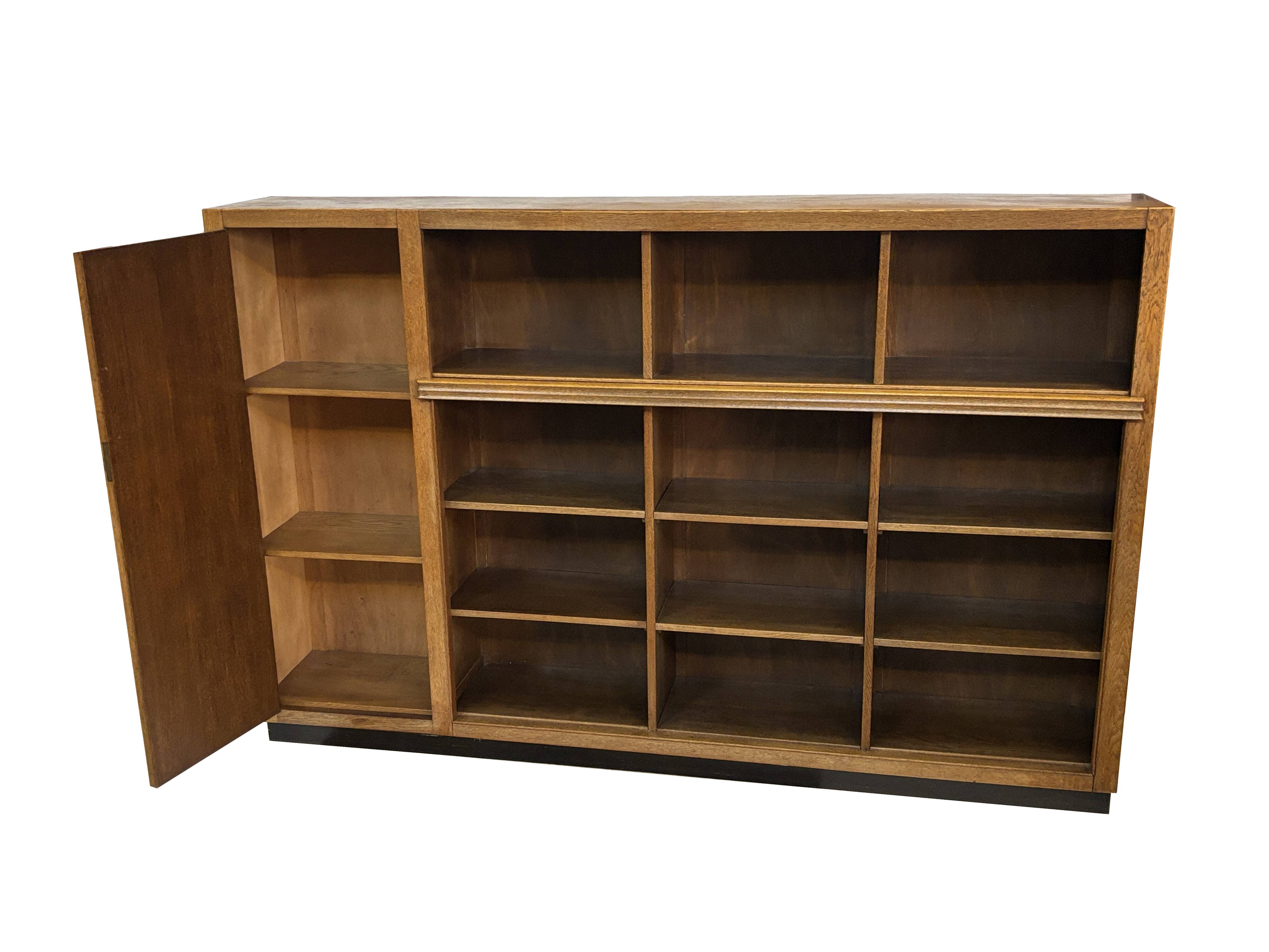 Art Deco XL Wall Cabinet Bookcase 1930s Oak Open Cabinet The Netherlands
