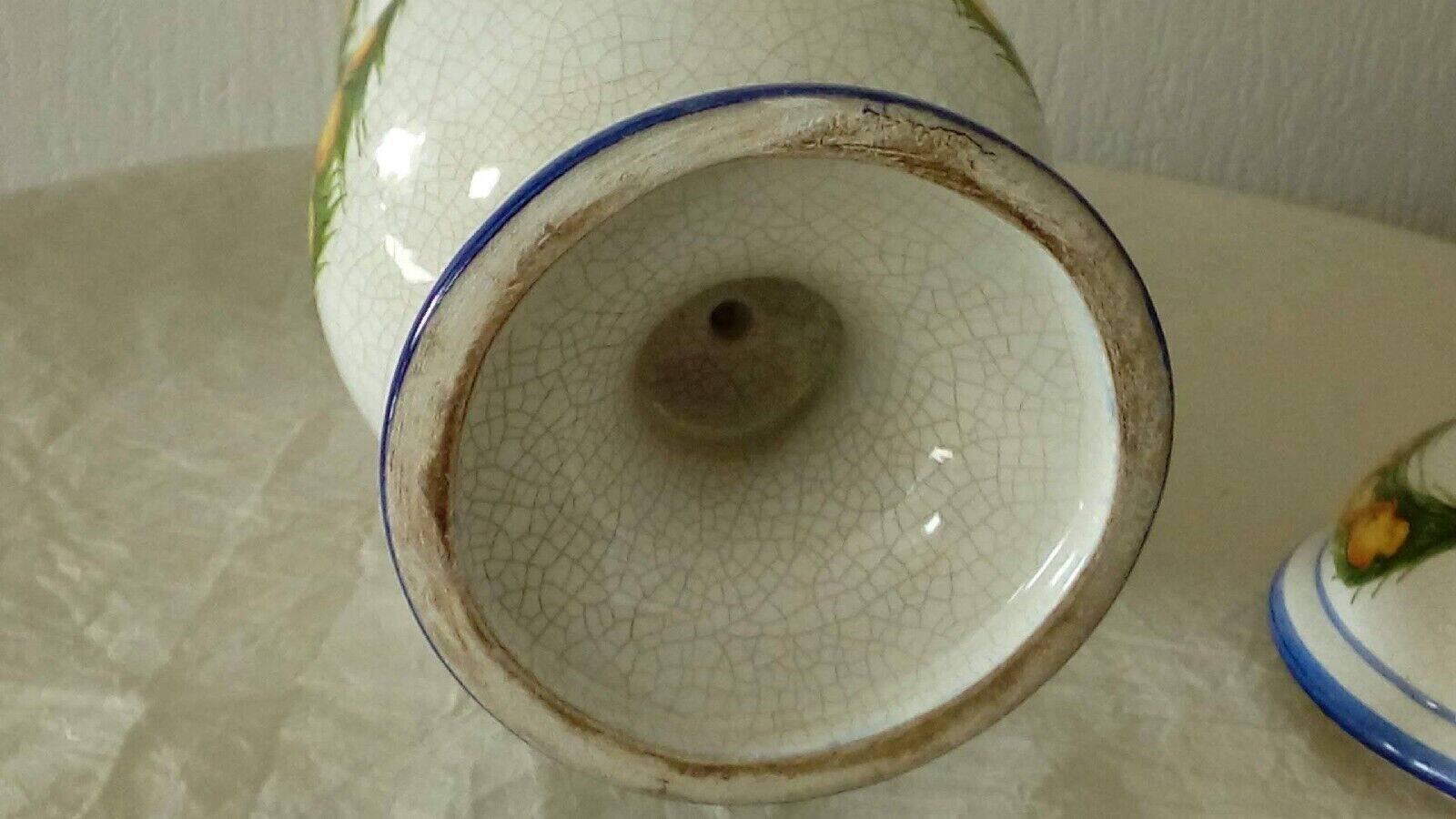 FAIENCE MEDICINE JAR CRACKED APOTHECARY"MINT" 20 TH