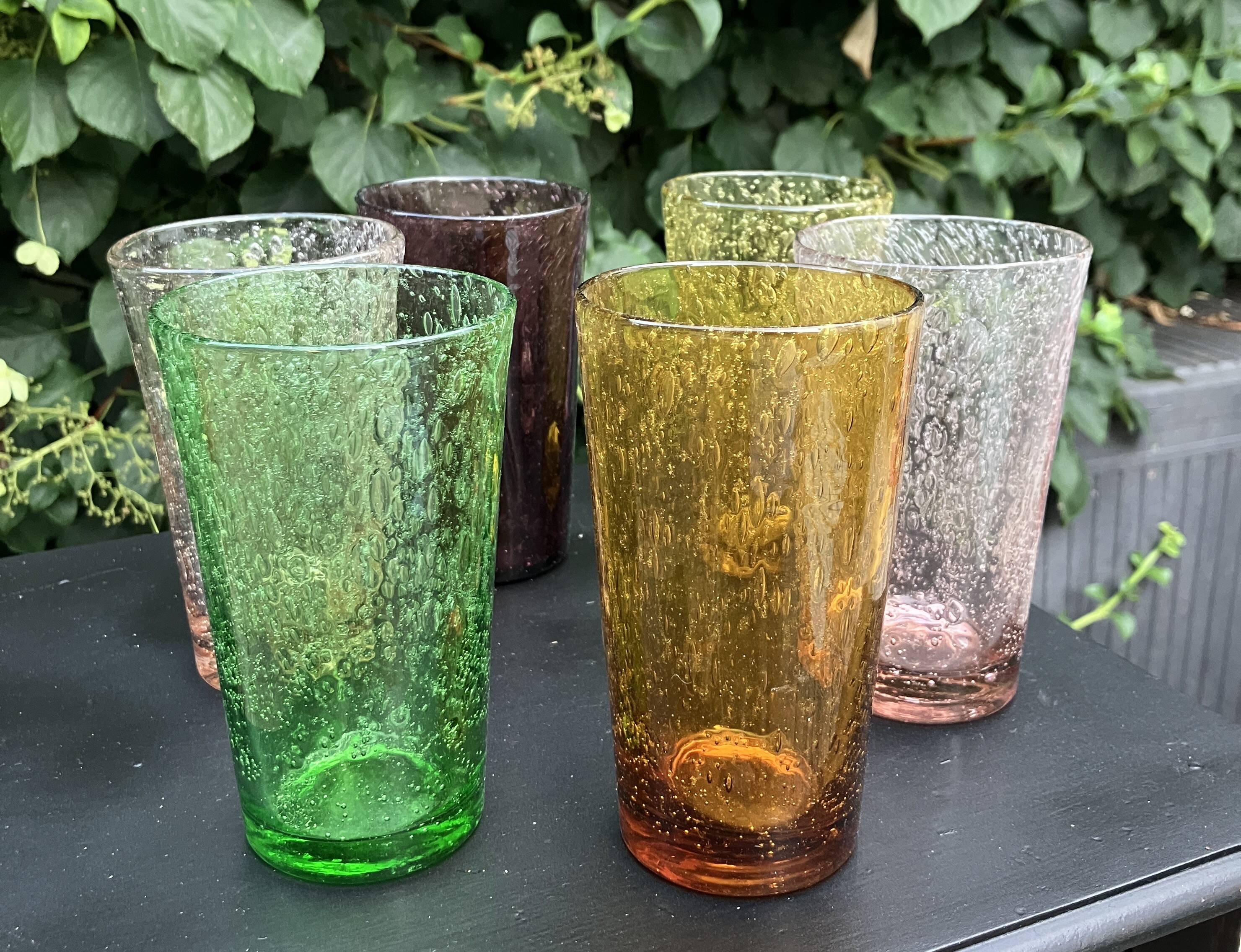 6 vintage 1960s Biot orangeade glasses