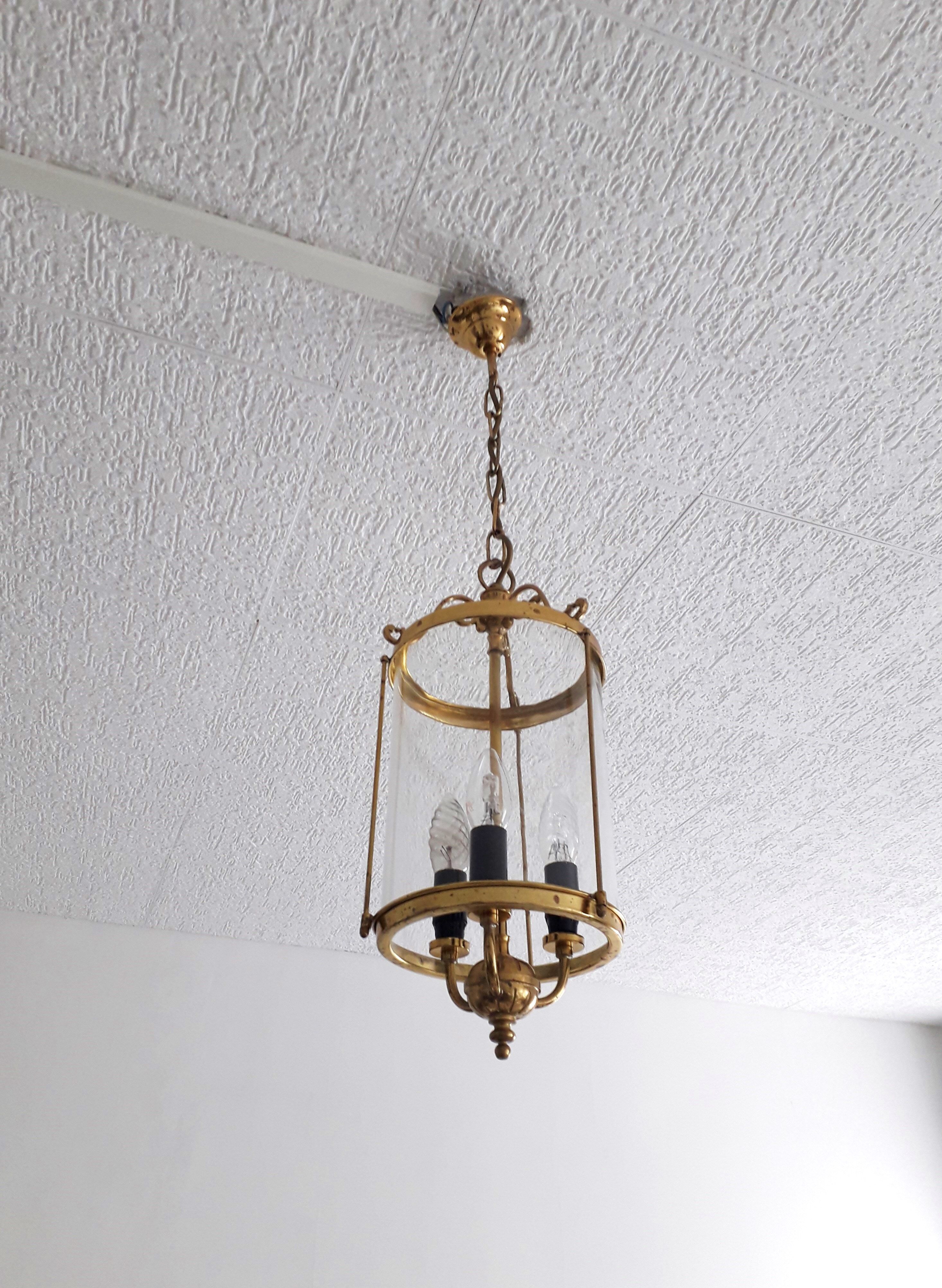 Old entrance hall lantern - 3 fires - convex glass - 50s