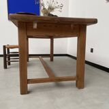 Solid pine table with its extension, 1950s