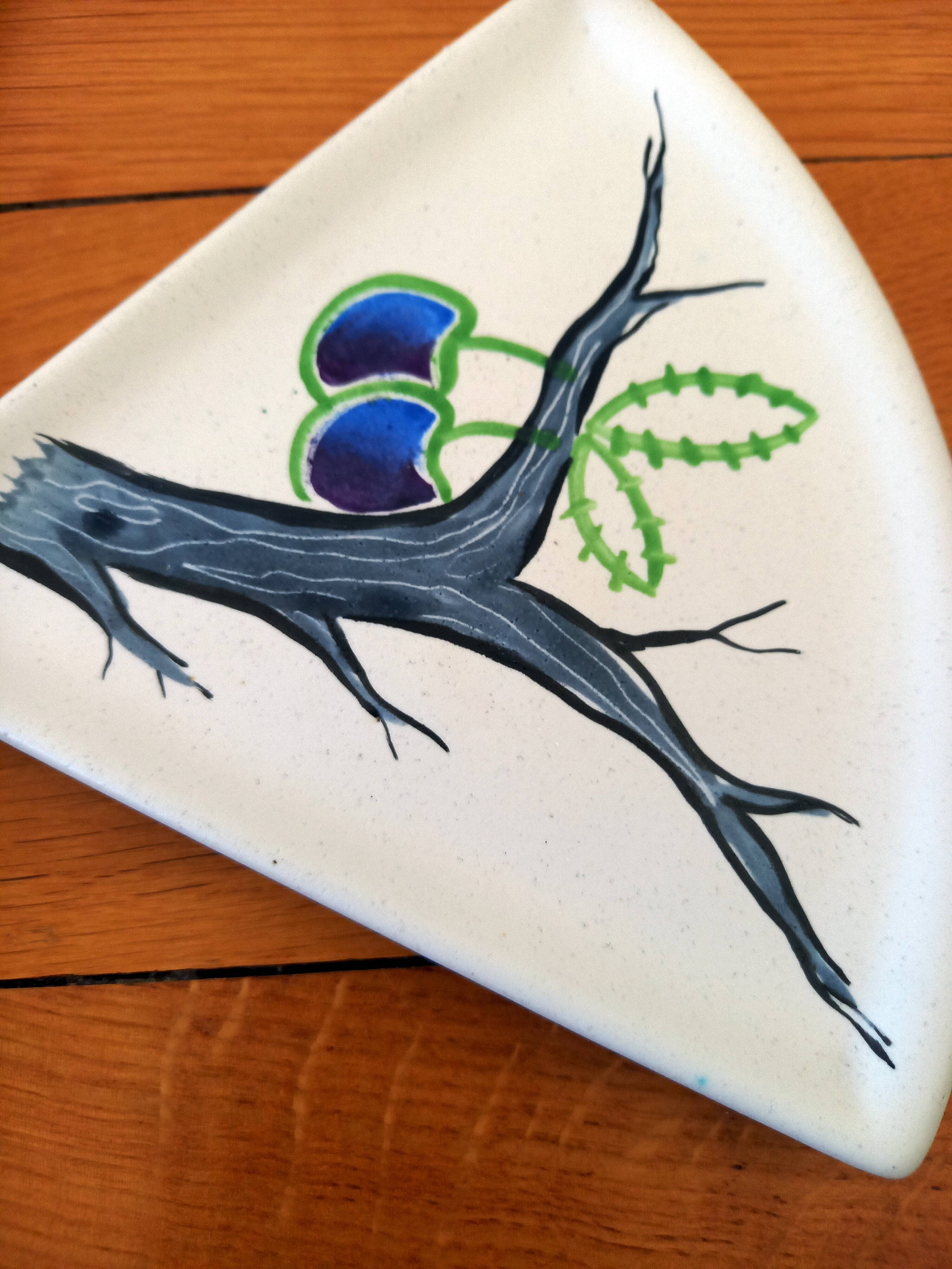 3 Flat Ceramic Bowls, Matte Glazed Terracotta, Vintage 60s