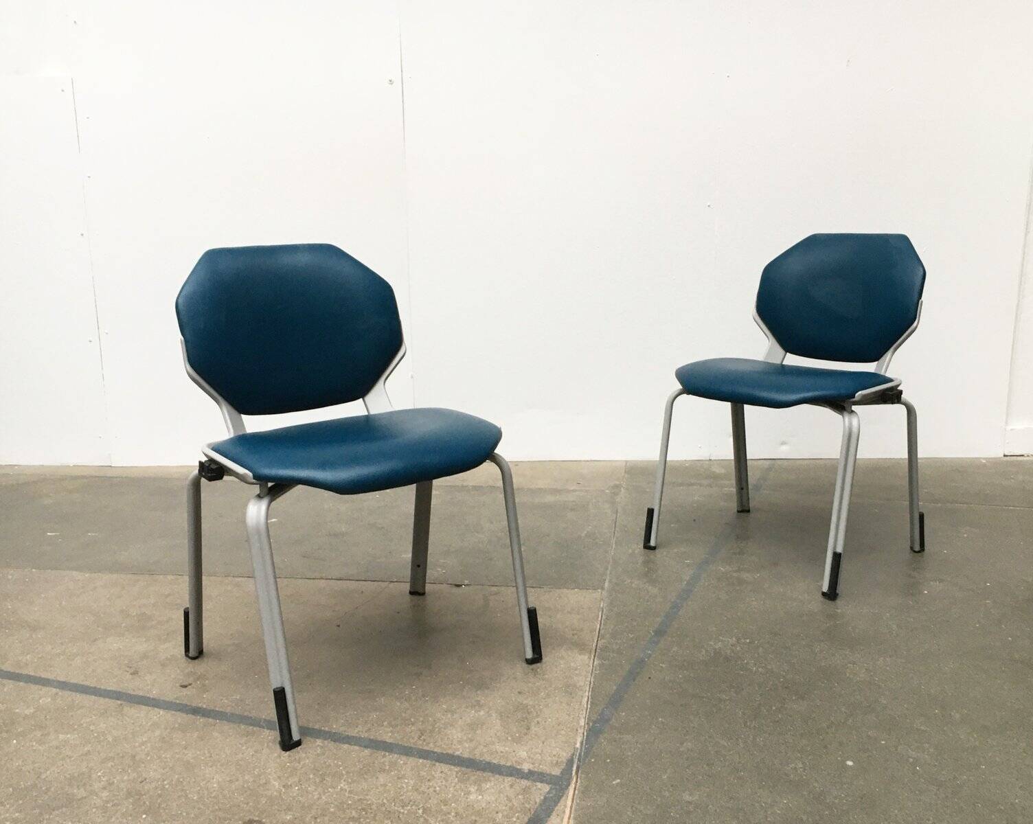 Stackable vintage leather dining chairs from the German space age by Fröscher, 1970s, set of 2.