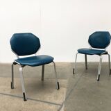 Stackable vintage leather dining chairs from the German space age by Fröscher, 1970s, set of 2.