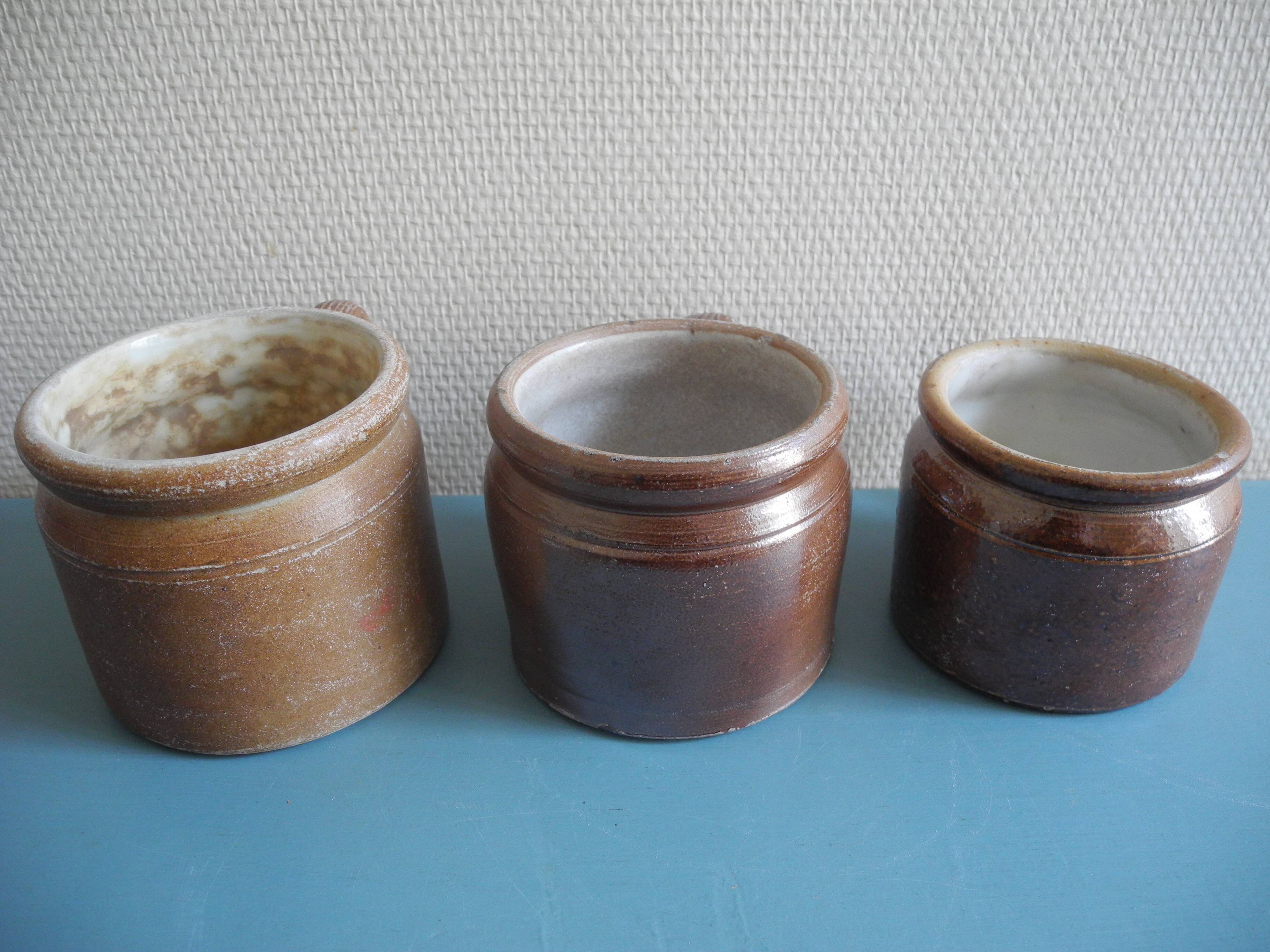 Lot anciens pots grès déco rustique old french stoneware pots
