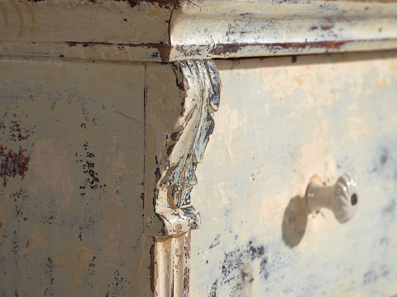 Antique chest of drawers with blue patina (c.1920) #17