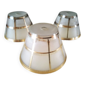 3 Lampshades, globe for wall lights in Art Deco opaline glass
