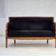 1950s, Danish art deco 2-seater sofa, ash wood, furniture velour.