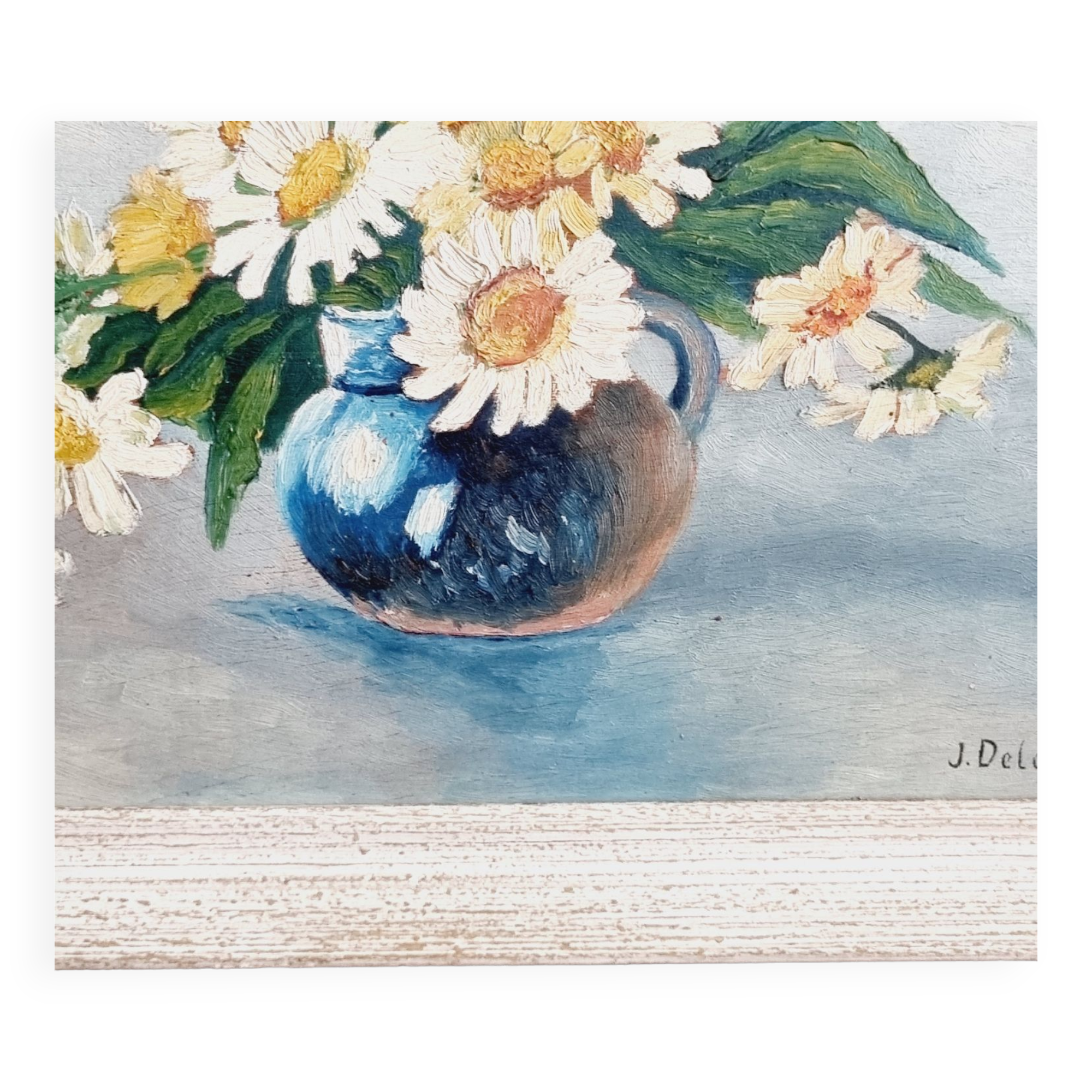 Oil on wood bouquet of daisies