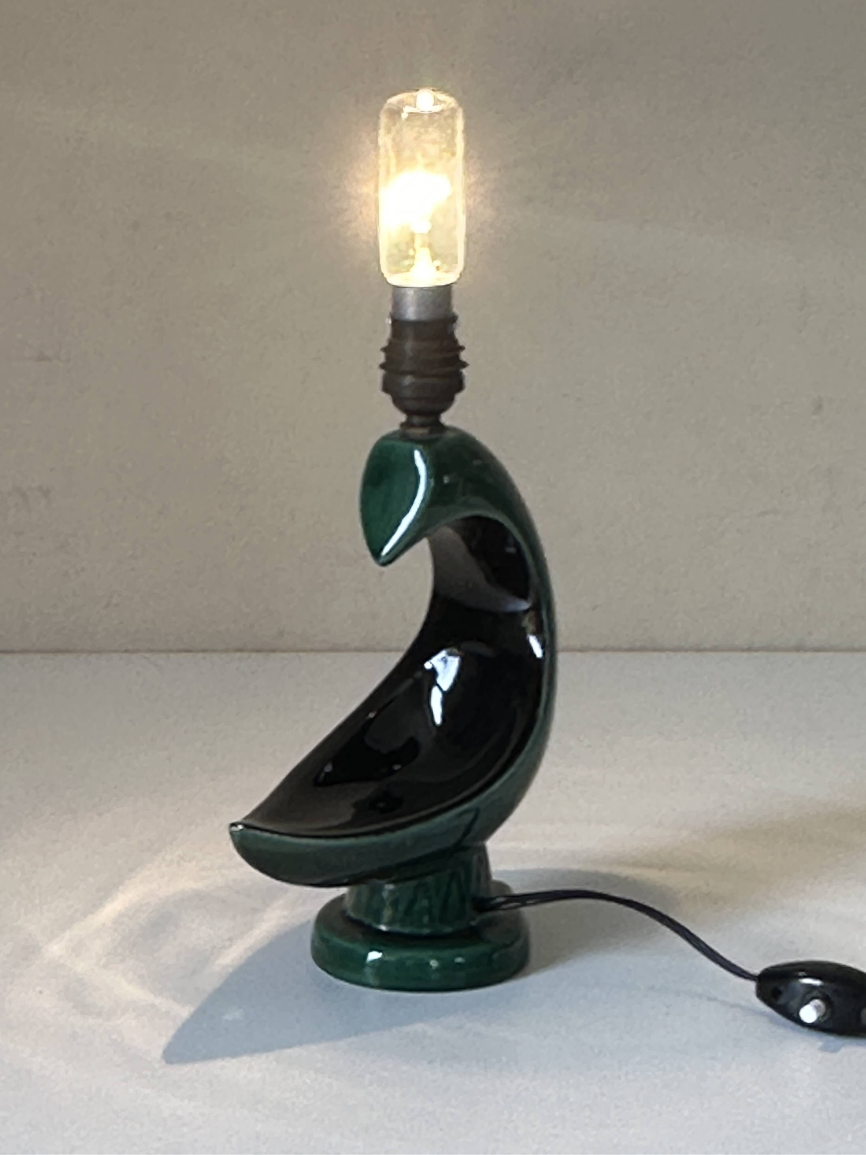 Vintage ceramic bird lamp from the 60s