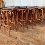 Series of 16 curved wooden bar stools dlg Thonet Baumann Fischel