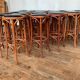 Series of 16 curved wooden bar stools dlg Thonet Baumann Fischel