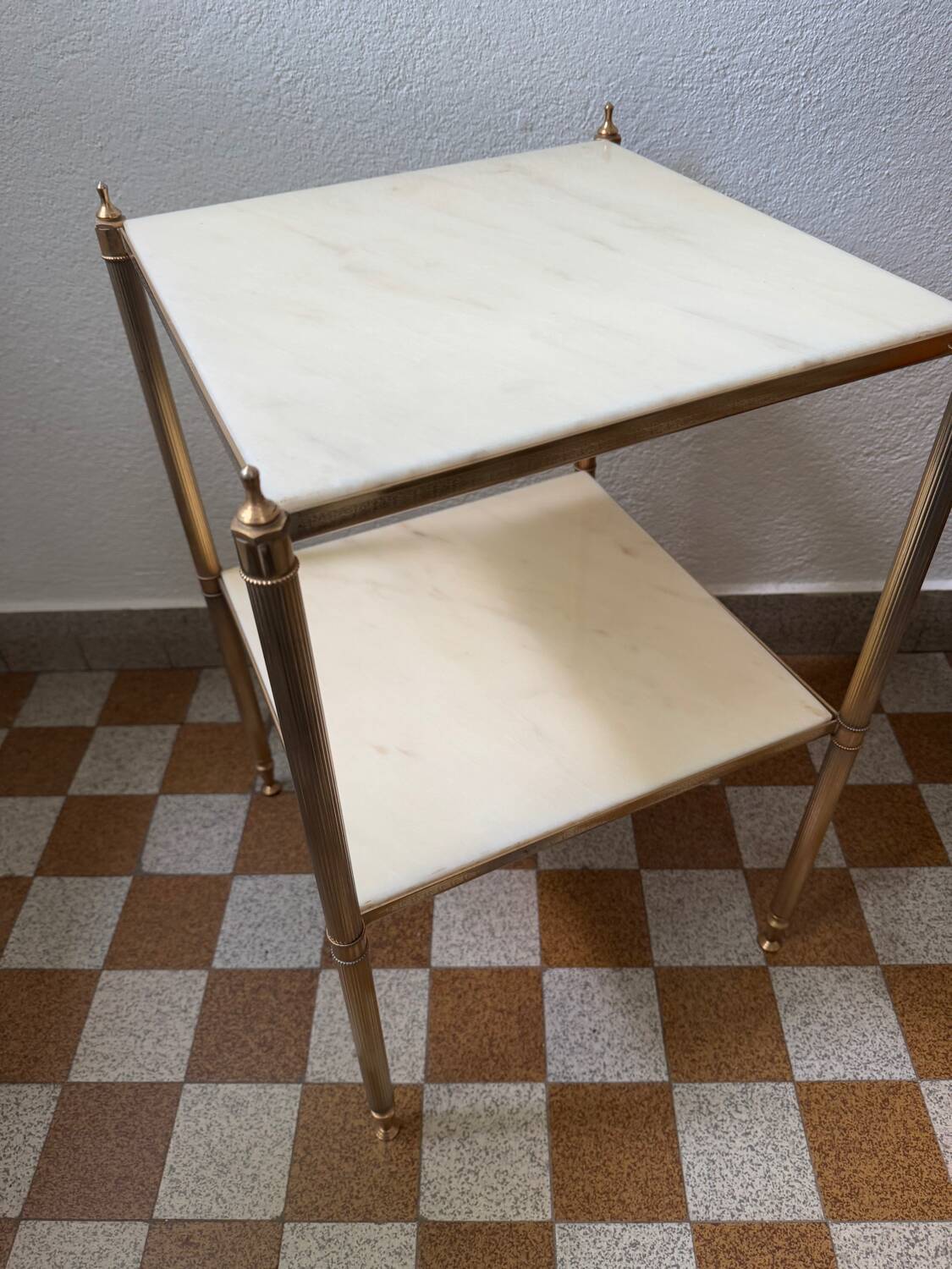 60s brass marble side table