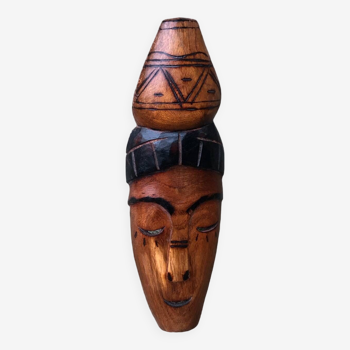Masque 26cm Mali 1960 bois vintage ancien Afrique art africain porteuse d'eau