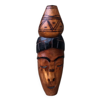 Masque 26cm Mali 1960 bois vintage ancien Afrique art africain porteuse d'eau