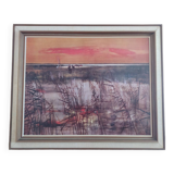 Reproduction on canvas, Manade in Camargue by Valadié