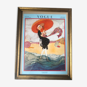 Illustration ancienne couverture du Magazine Vogue, sous cadre doré