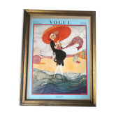 Illustration ancienne couverture du Magazine Vogue, sous cadre doré