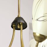 Italian Art Deco Chandelier in Brass and Yellow Glass, 1940s
