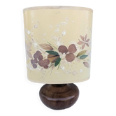Vintage bedside lamp 60s 70s wooden base dried flower lampshade