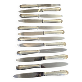 12 Art Deco knives in silver metal mid-20th century with its box
