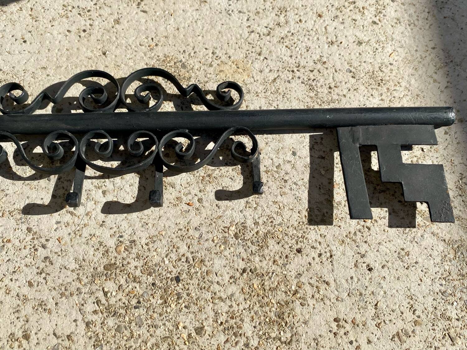 Key-shaped key holder and coat rack set, wrought iron