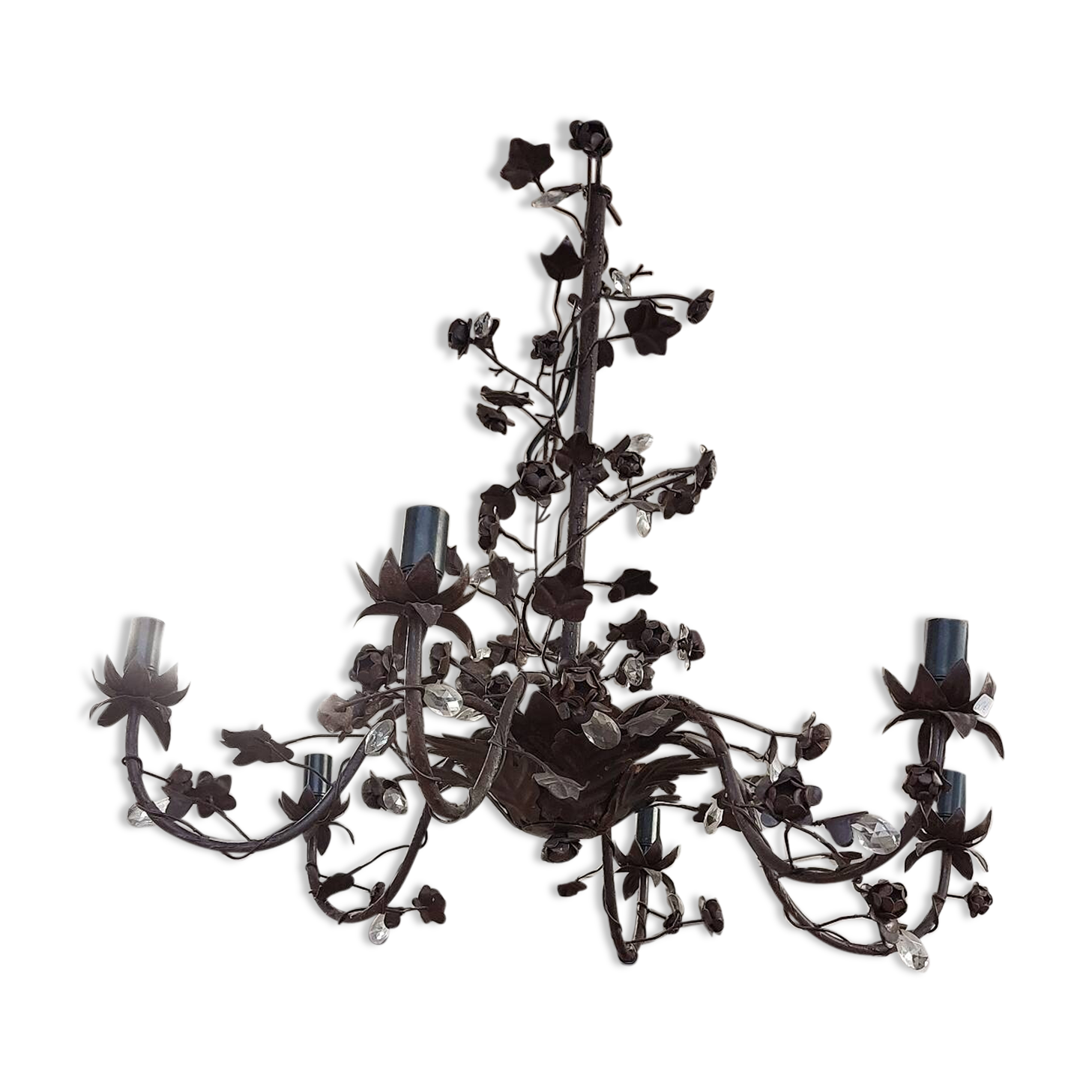 Black flower decor chandelier 6 lights