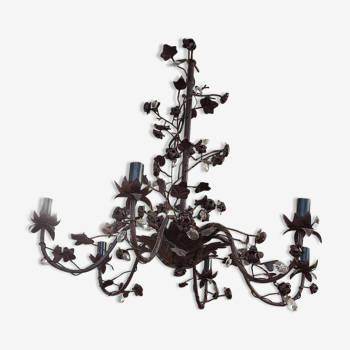 Lustre decor de fleurs noir 6 lumières