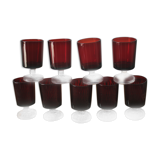 9 Luminarc red liquor glasses