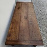 Rustic farmhouse coffee table with two drawers, solid oak, 19th century - 1.97m