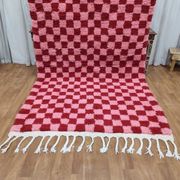 Tapis en laine pure fait main traditionnelle rose et rouge 150/250 cm
