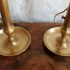 Pair of brass candlesticks lamps