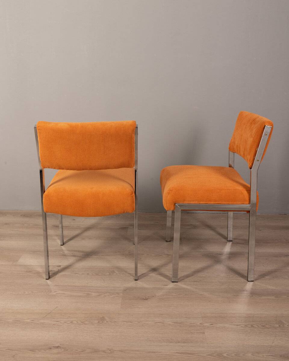 Pair of 80s vintage chairs velvet orange Italian design