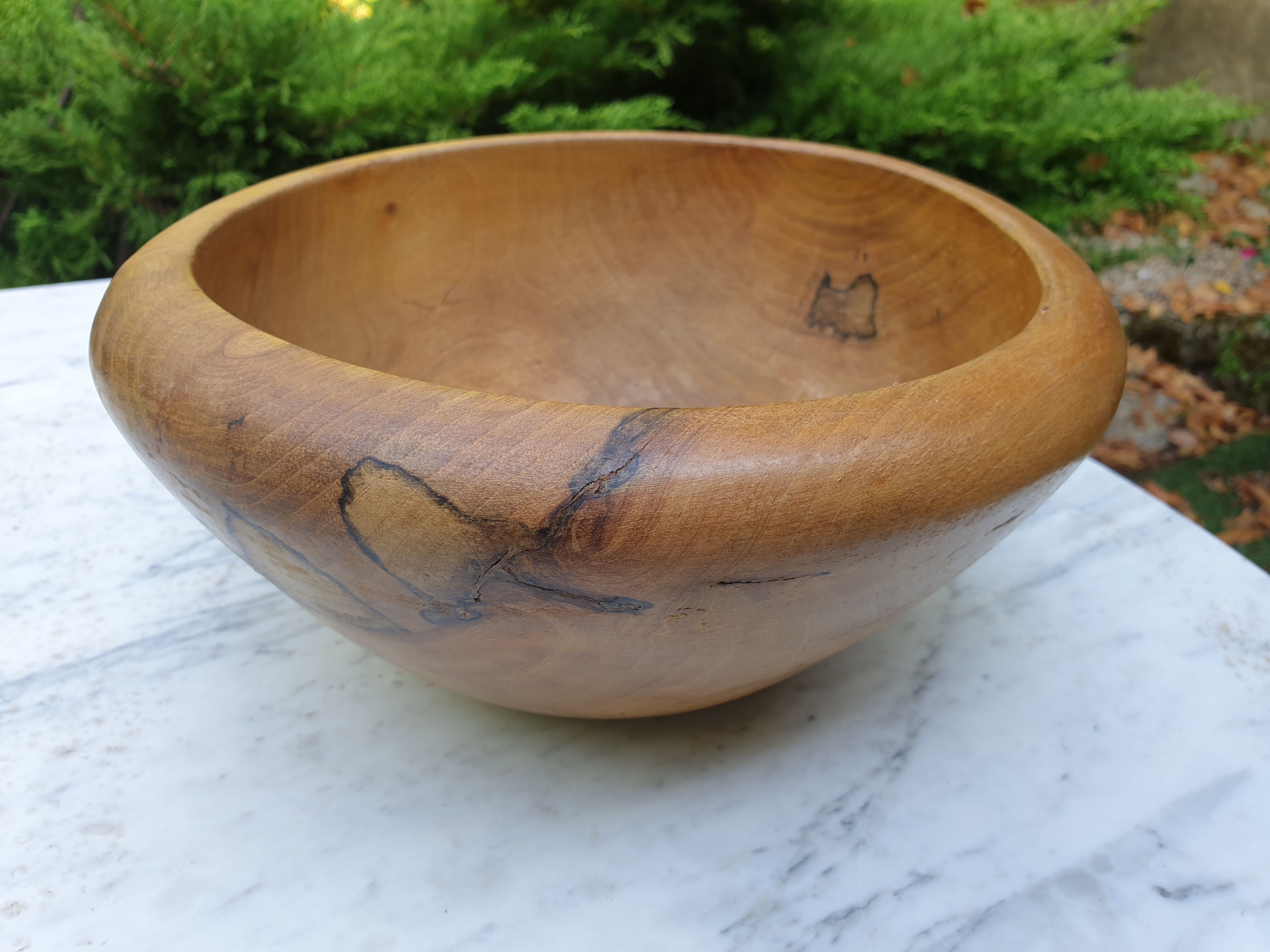Salad bowl made of solid olive wood