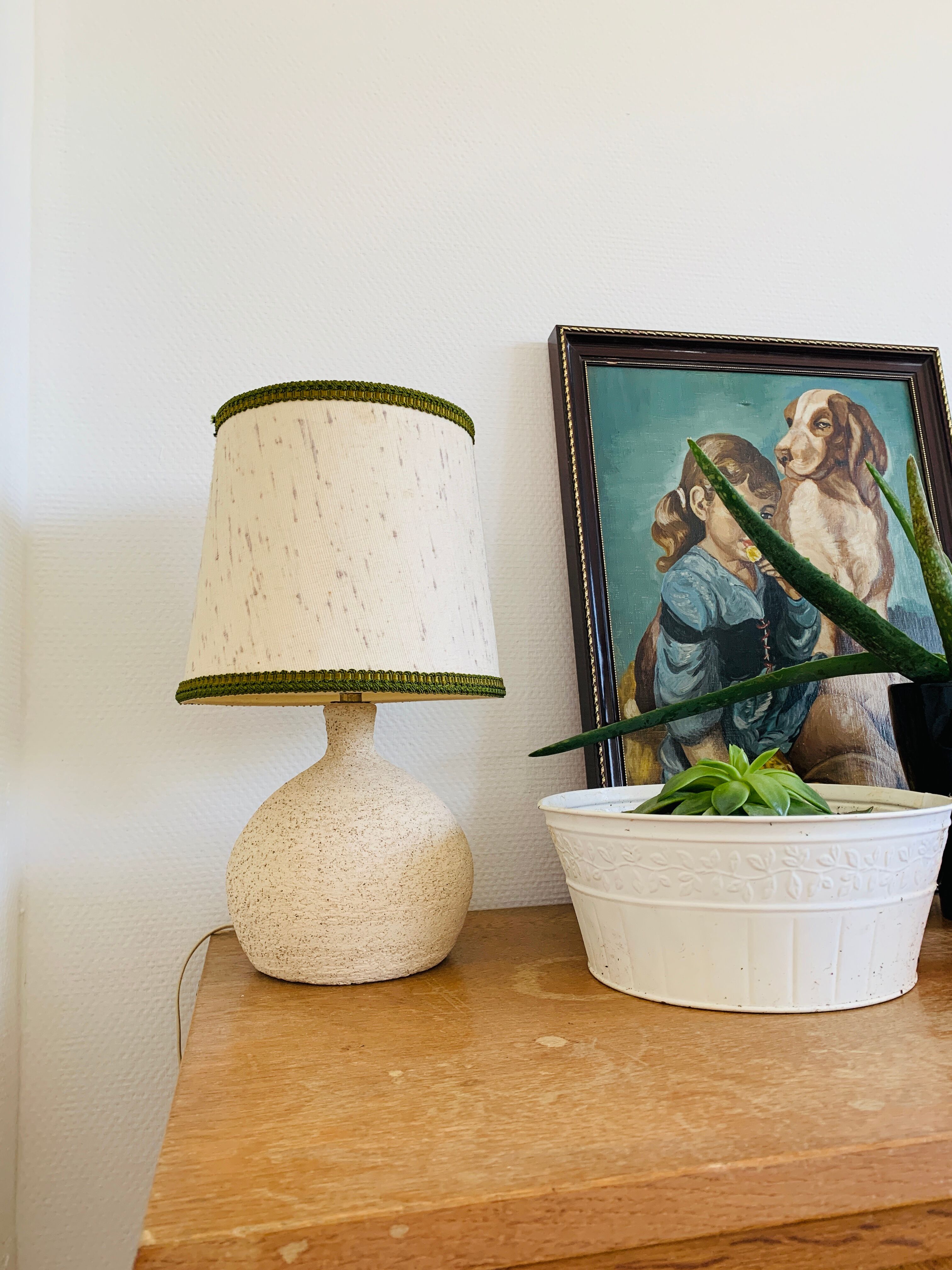 Vintage stone bedside lamp