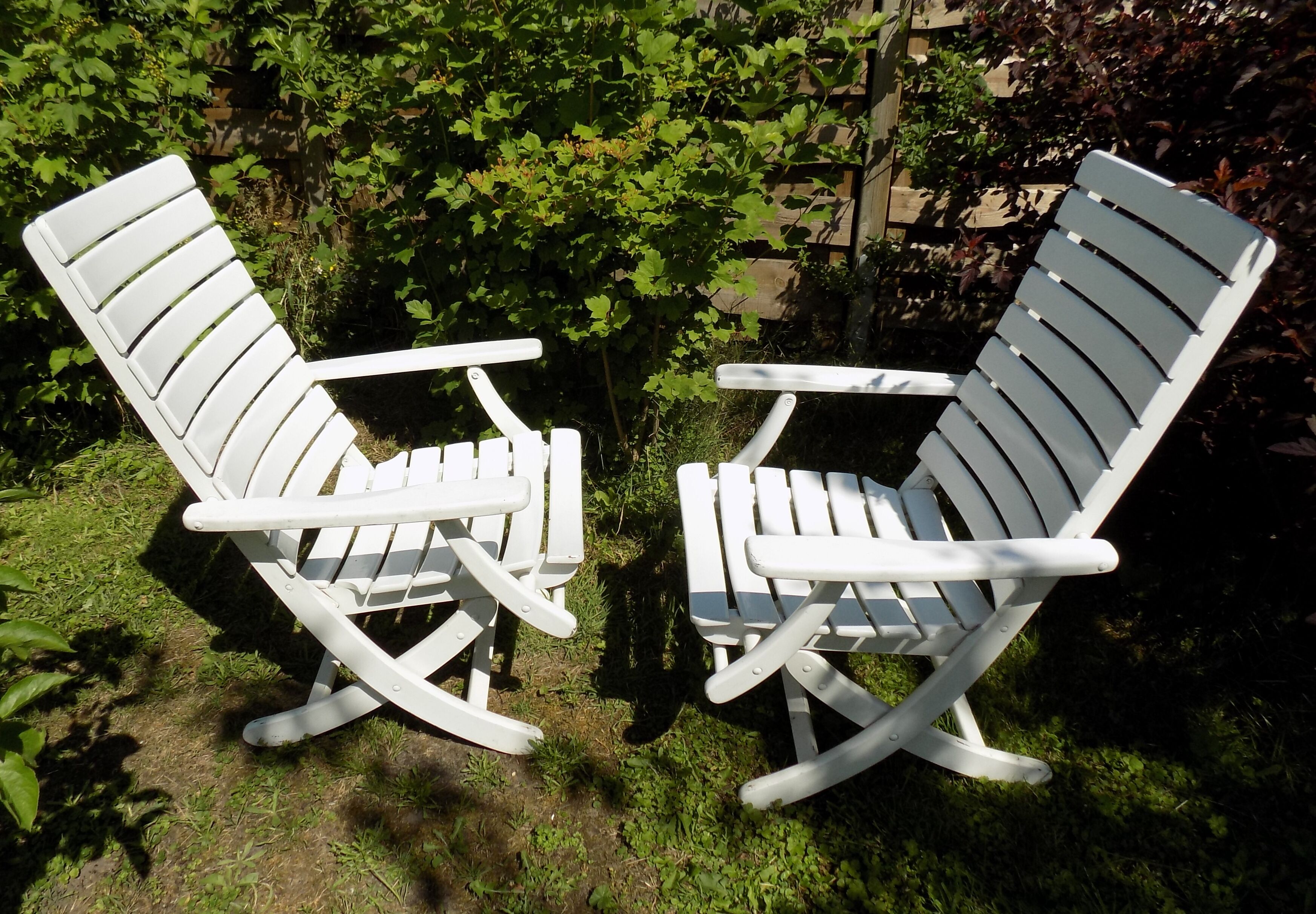 Chaises de jardin en bois années 80 Herlag