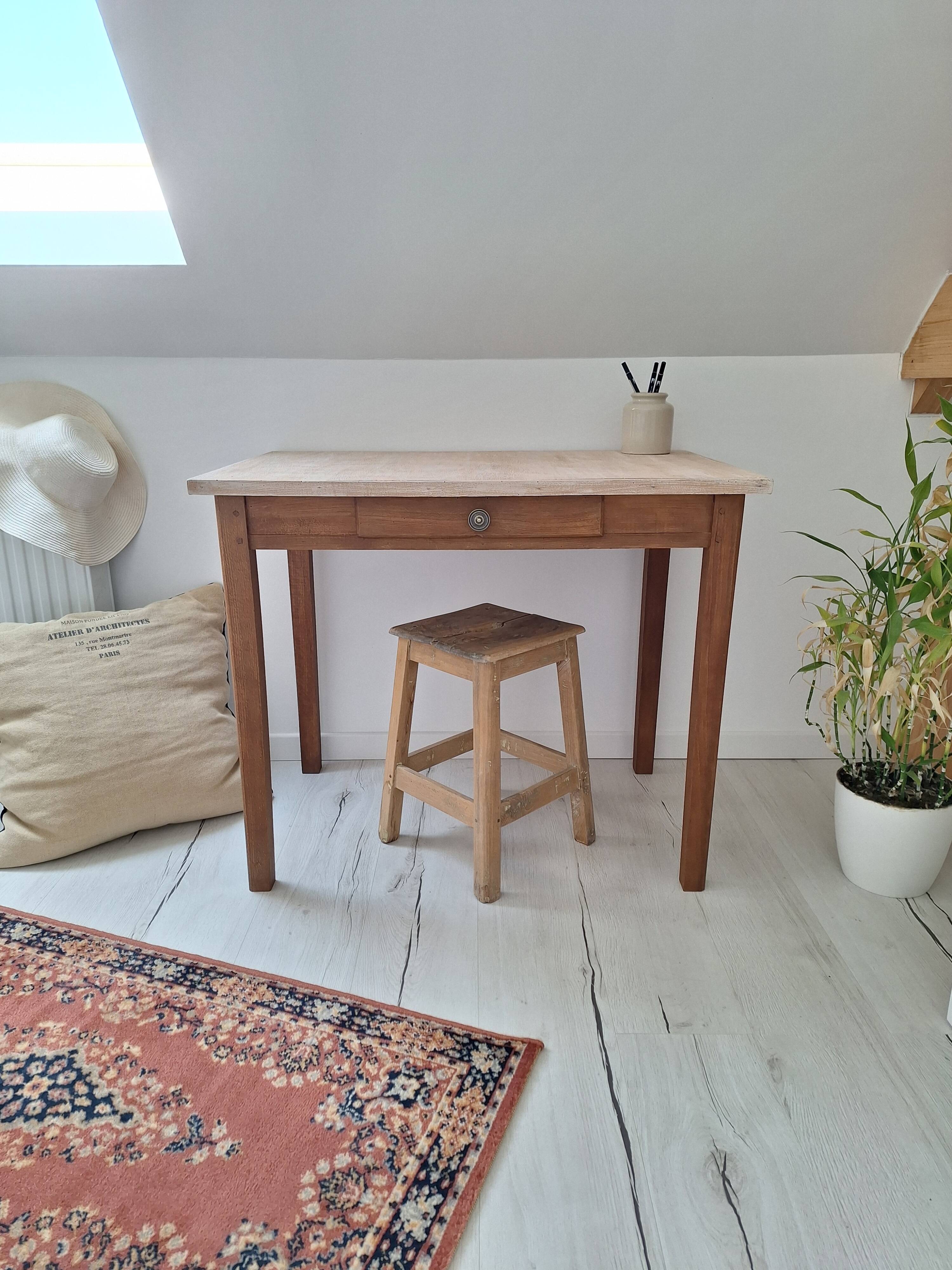 Bureau / Table d'appoint en bois de ferme style campagne