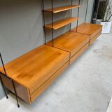 Mid century german teak floating wall unit by Dieter Hilker for Omnia, 1960s